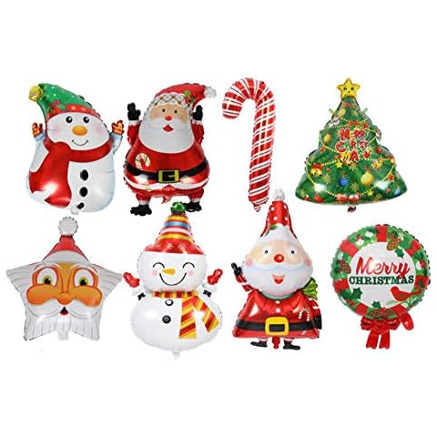 ED-Lumos Set of 8 Pack Colorful Christmas Santa Claus Reusable Helium Balloons for Family Party Decoration Gift Cover