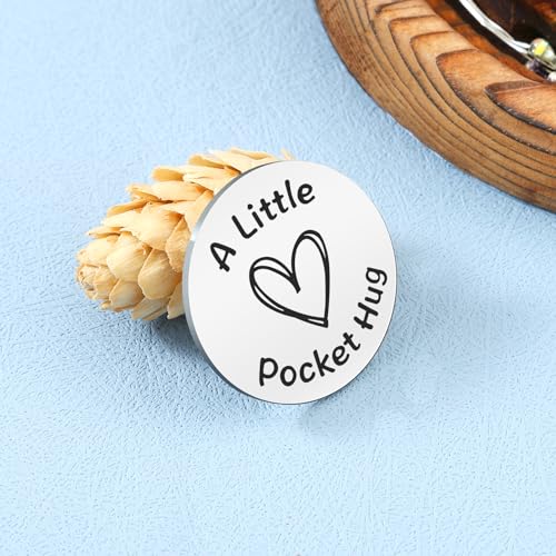 Image of Pocket Hug Token Gift for Women Men Boy Girl Relationship Keychain Double Sided Inspirational Gift with PU Leather