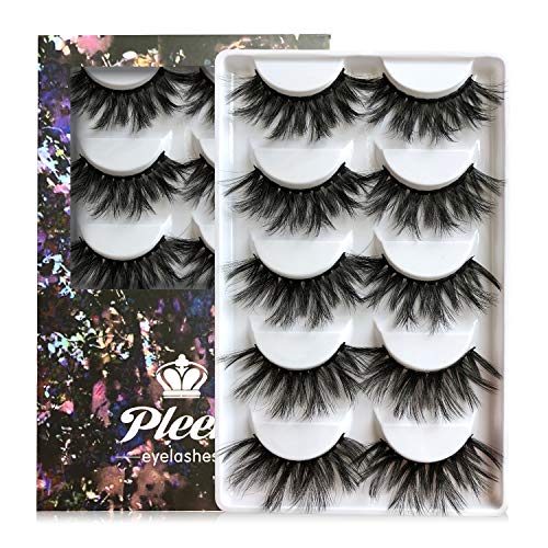 20MM Faux Mink Eyelashes, 3D Handmade Luxurious Soft Volume 5 Pairs Dramatic Thick Reusable Crossed Lashes Pack