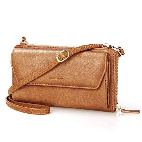 nuoku RFID Blocking Wristlet Wallet for Women, Zip-Around Crossbody Clutch with 2 Removable Straps | RFID, Zip Around, 2 Strap