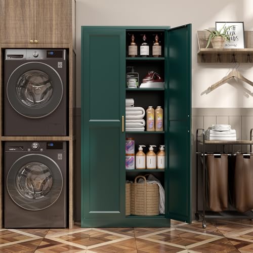 Image of Steeloong 71 inchMetal Pantry Storage Cabinet with Doors & 4 Adjustable Shelves