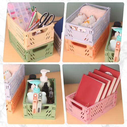 6 Stück Klappboxen, Faltbare Aufbewahrungskörbe 25×16×10cm, Stapelbare Klappkisten, Aufbewahrungskorb für Küche, Bad, Büro, Kinderzimmer, Schublade,Schreibwaren, Medikamente, Kosmetik, Schmuck