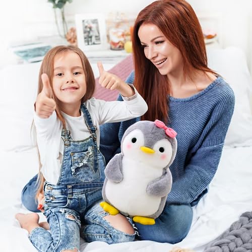 Wishstar Kuscheltier Pinguin Plüschtier für Mädchen, Stofftier Schmusetier zum Kuscheln & Spielen, Plüschtier Pinguin Geschenk, Pudgy Penguins Plush Für Mädchen(Pinguin mit Schleife,25 cm)