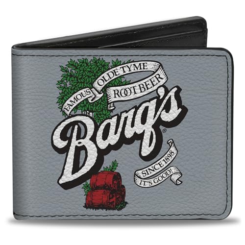 The Coca-Cola Company Wallet, Bifold, Barqs Old Tyme Root Beer Barrels Logo Gray, Vegan Leather