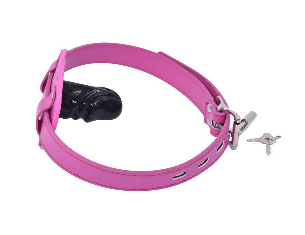 YiFeng Leather Lockable Ball Gag w/Lock Bondage Fetish Restraint Slave Roleplay Gimp 4 (Blue, Long): Short Hot Pink