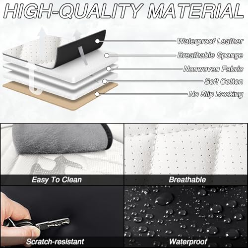 Image of Car Seat Covers for Chevrolet Equinox 2005-2026, Premium Nappa Leather Waterproof & Anti-Slip, Full Coverage Customized fit Chevrolet Equinox Seat Covers Front Set (2 Seats Luxury,Black-White)