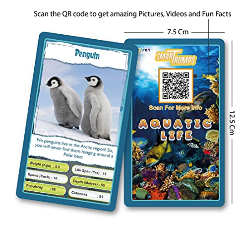 Image of Kaizen MicroLessons: Aquatic Life Smart Trump Cards. Cards to Enhance General Awareness for Age 6-13. Learn While Playing. General Knowledge for Kids, Adults and Families. Gifts for Kids