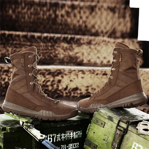 Men's Leather High Top Lace Up Military Tactical Boots 8 Inches Lightweight Combat Boots Durable Work Desert Army Jungle Booties3