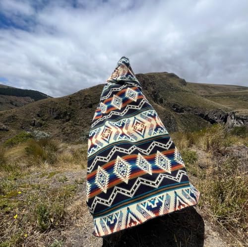 Image of Alpaca Wool Blanket, Throw 47 inch x 78 inch, Reversible 2 in 1, Thick and Ultra Soft, Hypoallergenic, Non-Itchy, Handmade in Ecuador. Premium Alpaca Wool (Blue, Throw)