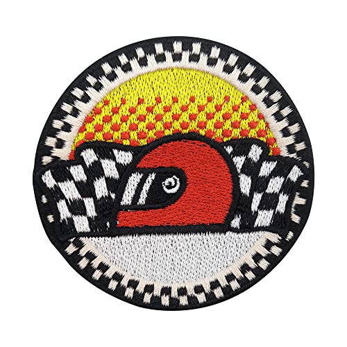 Finally Home Patch thermocollant - Casque de sport automobile avec drapeau - Pour voiture de sport...