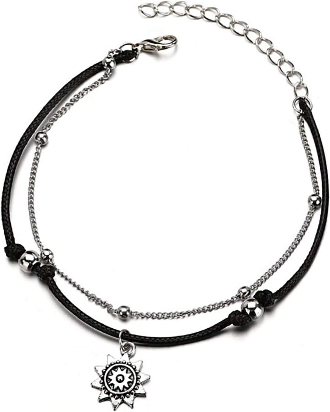 Boho Layered Sun Anklet Beach Anklets Vintage Silver Satellite Sun Flower Woven Ankle Bracelets Jewelry for Women Boho Layered Sun Anklet Beach Anklets Vintage Silver Satellite Sun Flower Woven Ankle Bracelets Jewelry for Women