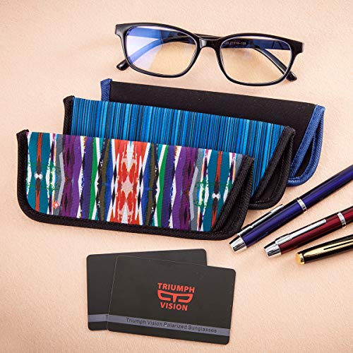 Image of TRIUMPH VISION 3 Pack Reading Glasses Pouch Soft Case Eyeglass Sleeve Slim | Alternative to Bulky Case in bag, Lightweight Lined Padded Protect Optical lens Slip in, Cute Pattern Portable for Daily Use