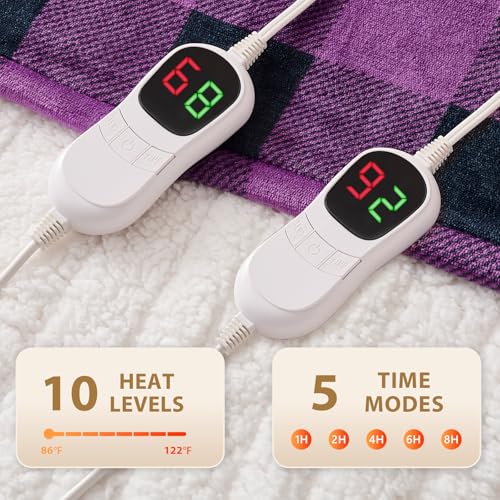 Image of Homemate Electric Blanket Heated King Size - 100 inchx90 inch Ultra Soft Cozy Flannel Heating Blanket with 10 Fast Heat Levels 8 Hours Auto Off Over-Heated Protection ETL Certification Keep Warm in Home