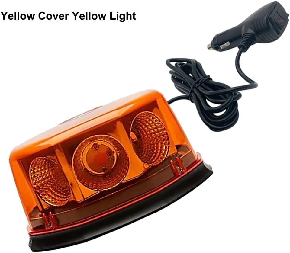 8-LEDs 6" Rooftop Strobe Light Amber Lens Amber Light, Warning Safety Rooftop Signal Lamps for 12-24V Construction Vehicles, High Bright LED Emergency Flashing Beacon Light w/Magnetic Mount