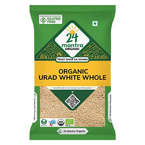 Image of 24 Mantra Organic Unpolished Urad Dal White Whole /Minapa Pappu - 500gms | Pack of 2 | 100% Organic | Chemical Free & Pesticides Free | Free From Impurities | Unadulterated | Natural Protein Source
