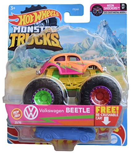 Hot Wheels Monster Trucks Volkswagen Beetle Re-Crushable Car miniatura 1