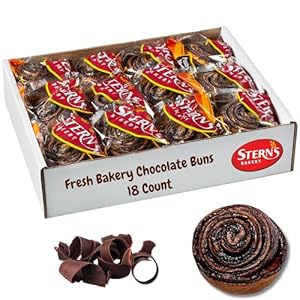 Chocolate Breakfast Pastries | 18 Cookies Individually Wrapped | Chocolate Bun Snack Cakes | On the Go Snacks for Kids & Adults | Great Travel Food | Holiday,Parties | 27 oz Stern’s Bakery
