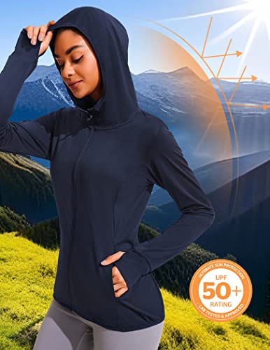 Coorun Women's Long Sleeve Shirts Upf 50+ Sun Protection Full Zip Jacket Uv Lightweight Hiking Outdoor Golf Zipper Pockets #TOP2