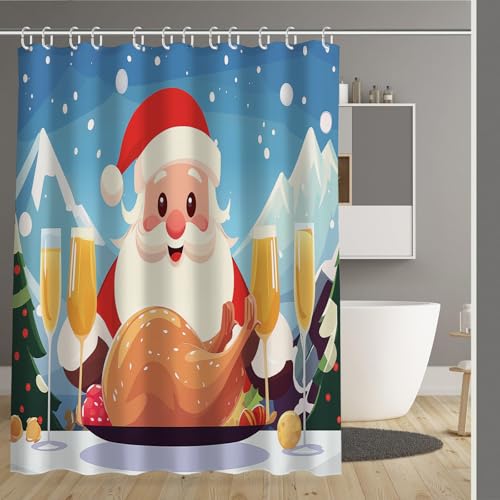 Rideau de douche 180x180cm en tissu polyester lavable avec 12 crochets - 2