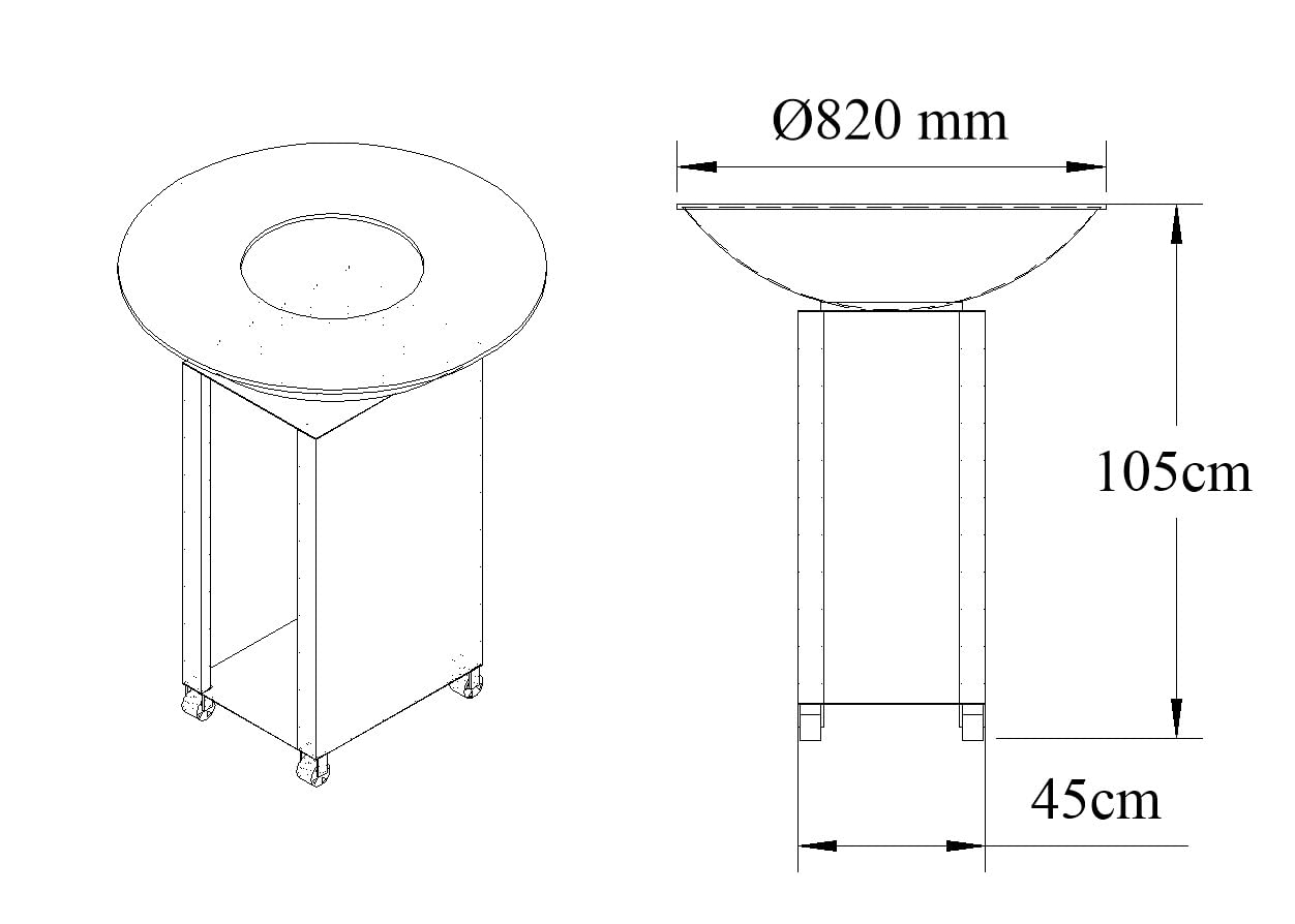 Brasero Plancha Acier Corten Barbecue, brasero