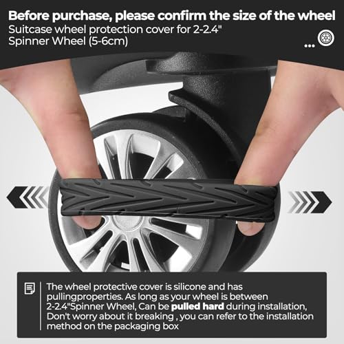 Image of 8Pcs Upgrade Luggage Wheel Covers,Essential Travel Accessories, Black, soft, Silent. Protect Luggage Wheels