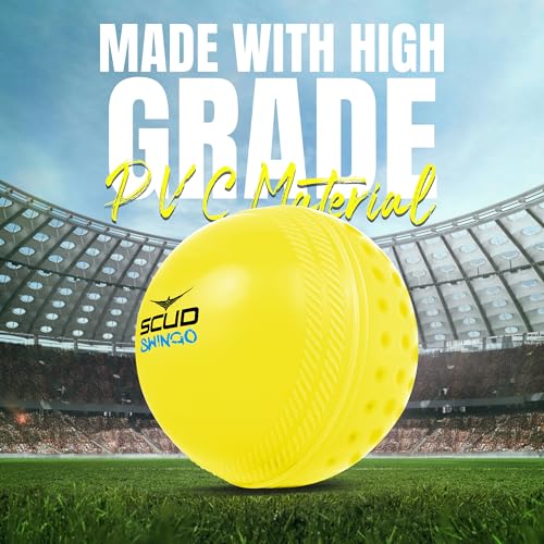 Image of SCUD Swingo Wind Ball for Cricket, Specially Designed for Swing, Dual-Surface Half-Dimple & Half-Smooth Design, PVC | 72.39mm Diameter, 105g(Pack of 6pc Balls, Muliticolor)