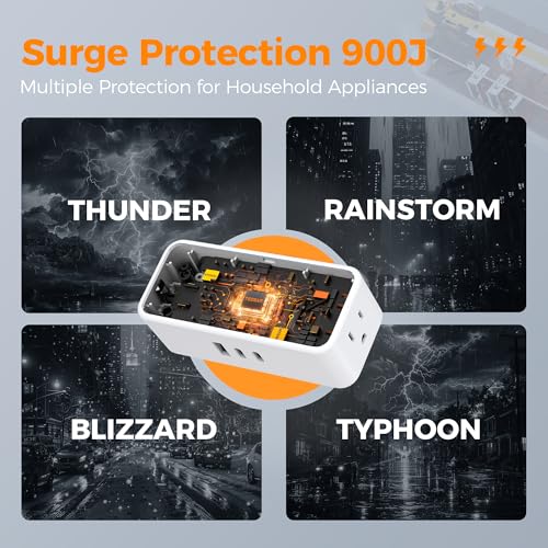 image for Multi Plug Outlet Splitter, TESSAN Surge Protector 4 Outlets Extender 
