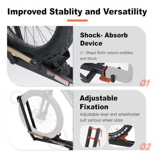 Image of CRAVOT Single Ebike Rack for Tow Hitch 1 Bike, Heavy-Duty Ebike Rack | 100lbs Capacity Fits Fat Tire Bicycle, Tire Clamp Bike Carrier with 2 Tray Arms Lock, for Car, SUV, Truck with 2 inch Receiver