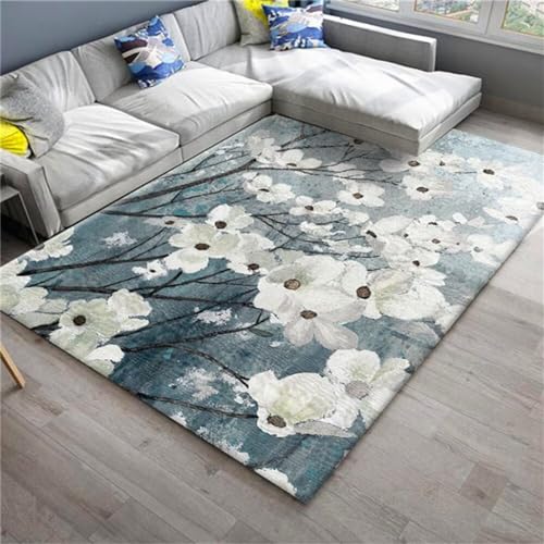 Carpette chambre fille ado et tapis bleu lavable pour espace de jeu