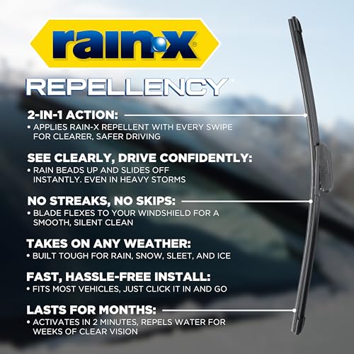Image of Rain-X 810364 Repellency Water Repellent Wiper Blades, 24 inch Windshield Wipers (Pack of 2), All Weather Streak-Free for Enhanced Visibility w /Water Repellency Formula [Amazon Exclusive]