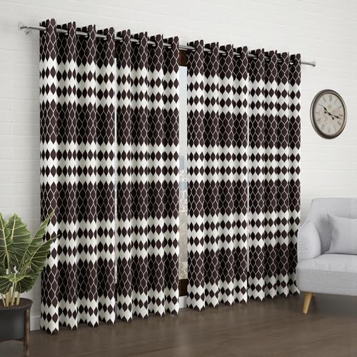 Image of Door Curtains 7 feet Long Set of 10 | Abstract Design | Polyester | Light Filtering Curtains | Curtains for Living Room | (118 x 215 cm, Black & White) | Perfect for Home Decor