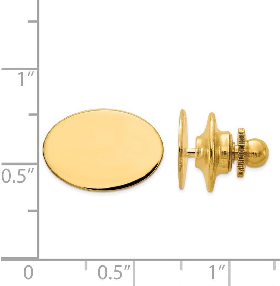 14k Yellow Gold Polished Tie Tac 11x16mm Wide Tie Clip for Men