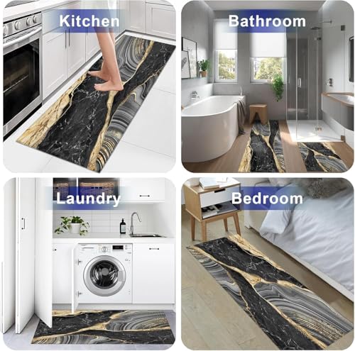 Image of VANZAVANZU KIMEE Kitchen Anti Slip Mat for Floor, Water Absorbent Rugs Standing Rubber Mats for Kitchen, Washable Runner Rug Carpets for Floor Home Sink (120 * 60cm and 60 * 40cm)