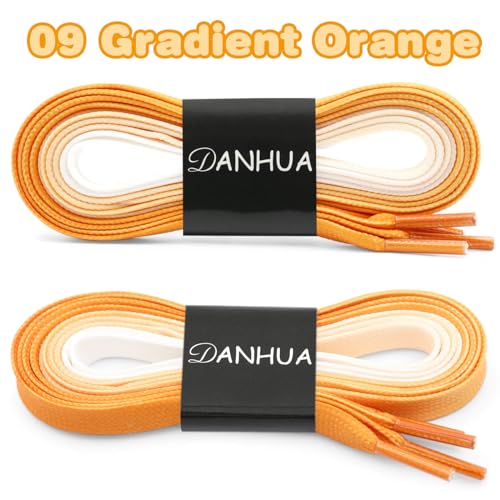 Image of Flat Colorful Shoelaces Gradient Rainbow Shoe Lace Shoestring 2 Pair