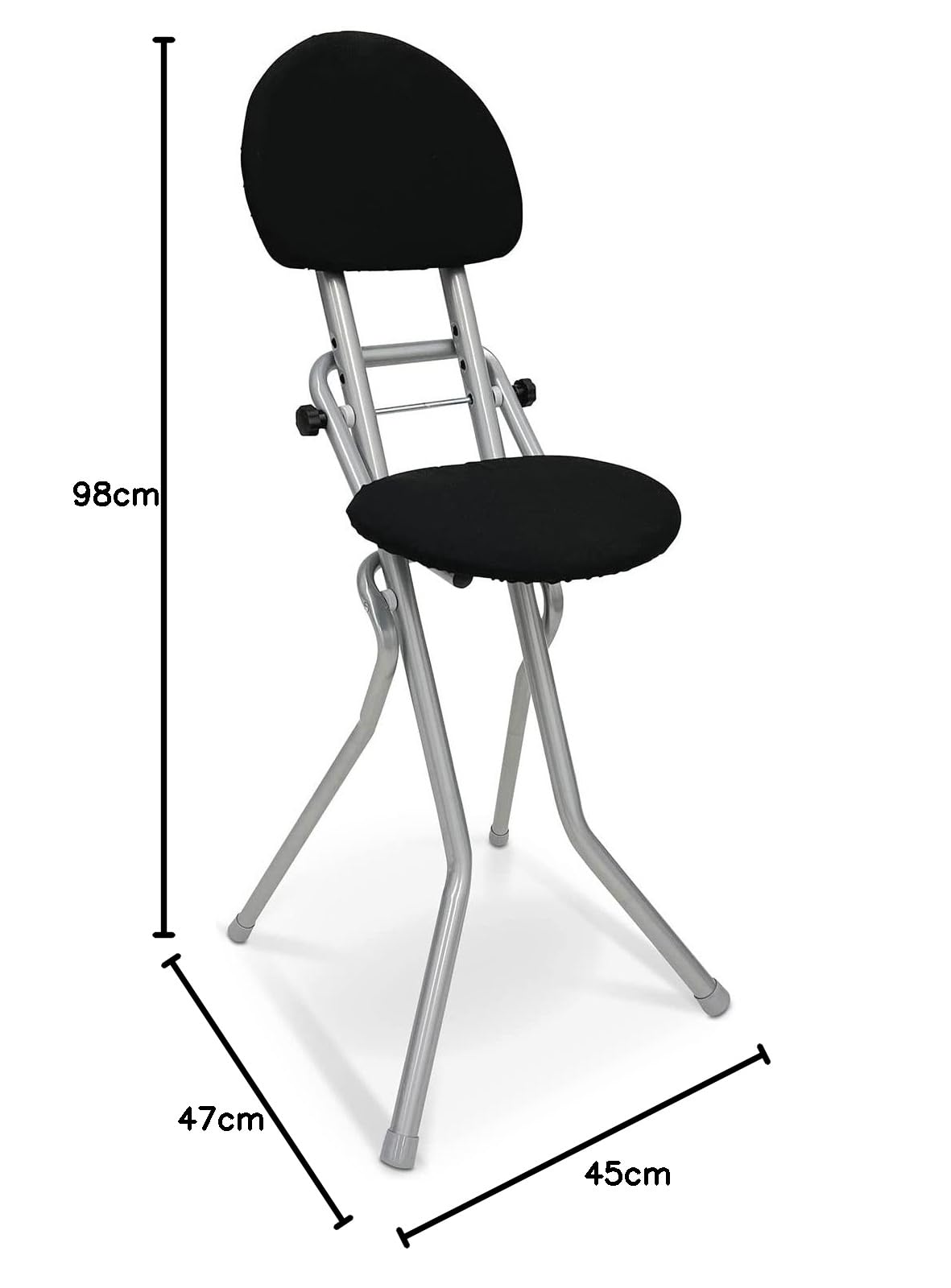 ELONEO Sitzhilfe Bügelstehhilfe höhenverstellbar 58-65 cm belastbar bis 120kg Silber 45x98x47 cm