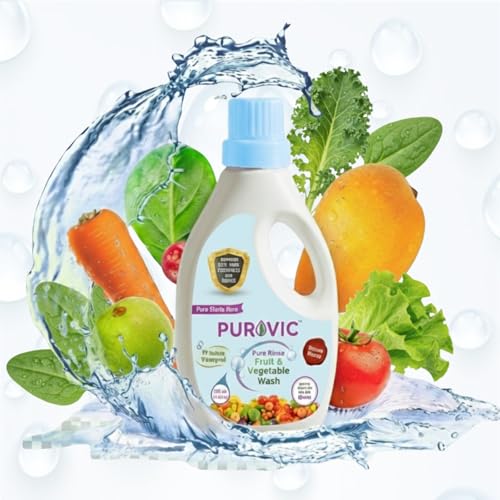 Image of Pure Rinse Fruit & Vegetable Wash | Natural & Safe Produce Cleaner for Fruits and Vegetables | Removes Pesticides, Wax, Dirt, Germs & Chemical Residue | Food-Grade, No Smell, No Taste - 500ml