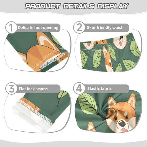 Toddler Girls Leggings Printed Yoga Pants Leggings Corgi Leaves for Kids3