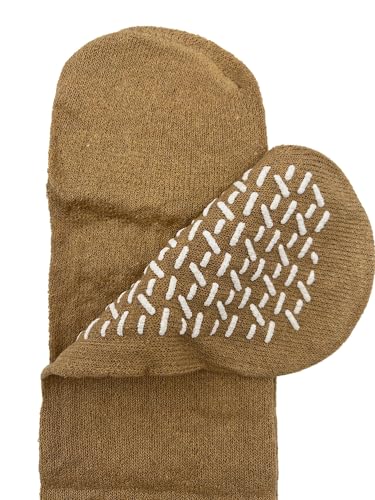 Comfort Axis 6 Pairs of Single Sided Non-Skid Travel Slipper Ankle Socks, Beige (X-Large)2