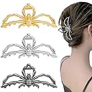 3 Pcs Halloween Spider Hair Claw Clips Metal Goth Hair Clips Large Spider Fancy Jaw Clips Non-Slip Vintage Hair Clamps Hair Updo Grip Hair Accessories for Women Girls