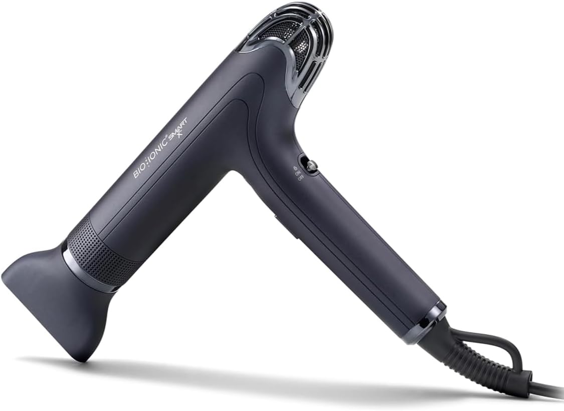 Bio Ionic Smart-X Hair Dryer with Diffuser, High-Efficiency Blow Dryer with 3 Heat & 3 Speed Settings, Diffuser Hair Dryer Gently Dries, Defines & Reduces Frizz, Self Cleaning Function