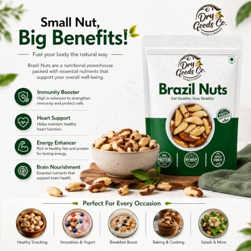 Image of Dry Goods Co. Brazil Nuts 100g | Premium Whole Brazil Nut | Selenium Rich | Jumbo Brazilian Nuts Vaccum Pack