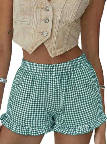 Image of Boxer Shorts for Women Pajama Gingham Shorts Casual Lounge Sleep Plaid Y2K Beach Bottoms for 2026 Summer