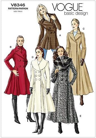 VOGUE PATTERNS V8346 Misses' Coat, Size A (6-8-10)