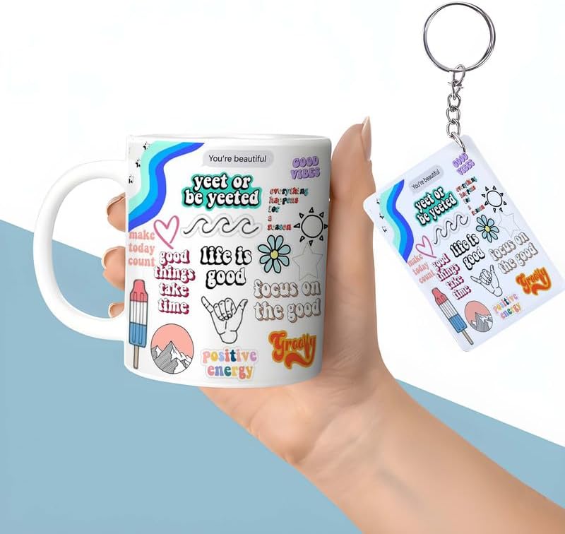 Ceramic Printed Coffee Mug 330ml 11oz with Printed Keychain Premium Print for All Age Groups Unique Present for Loved Ones