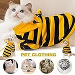 HUNYA Disfraz de Abeja para Gato, Disfraz de Gato de Halloween, Disfraz de Abeja para Mascotas con Capucha para Perros y Gatos Pequeños