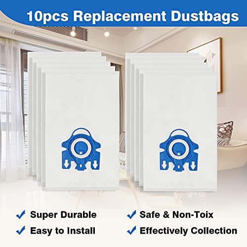 Rdutuok 10 Pack Dust Bags Compatible with Miele GN Vacuum Cleaner Complete C3, Complete C2, Classic C1, S400, S600, S800, S2, S5, S8 HyClean Dustbag(10 Pack Dust Bags + 2 Set Micro Air Filters)