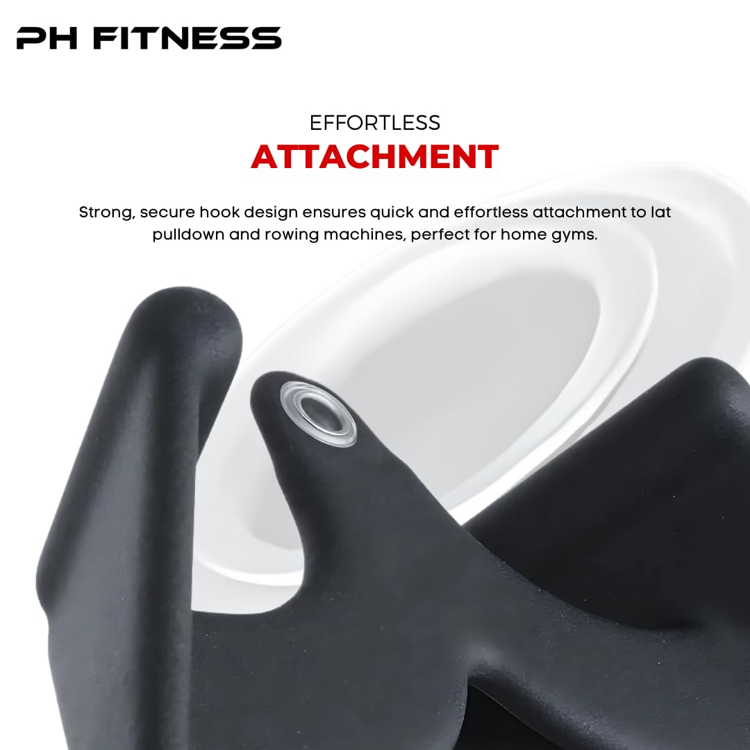 PH Fitness Zestaw Uchwytów do Wyciągu – 5 i 7 Akcesoria do Atlasu i Treningu Pleców – Drążek Lat Pulldown z Opcjonalnym Stojakiem – Gryf na Siłownię (Multigrip Set - 5)