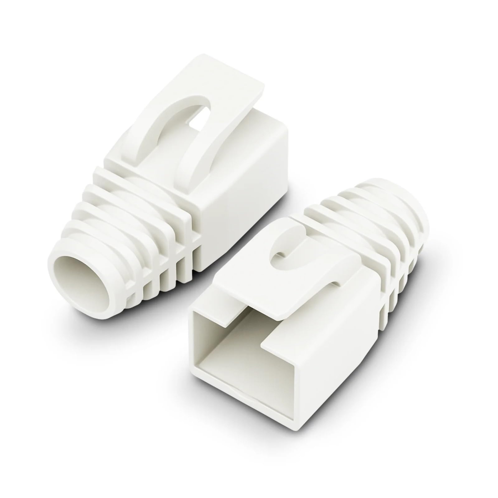 Paquete de 50 fundas de conector de cable Ethernet RJ45 Cat6A/Cat7 (7,5 mm de diámetro exterior) (blanco)