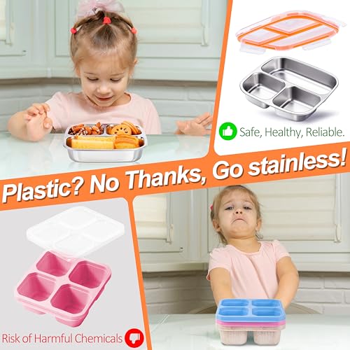 Stainless Steel Snack Container 3 Compartments