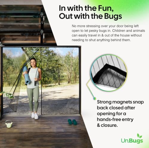 UnBugs Garage Screen Doors for 1 Car Garage - Fits Single Garage Doors up to 9 Feet Wide x 7 Feet Tall MAX - Pet & Kid Friendly, Self-Closing - Hands Free Magnet Closure Keeps Bugs Out & Breeze in - Thumbnail 3